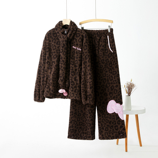 围巾款 女睡衣时尚 家居服 kt猫咪防风保暖拉链款 秋冬加厚保暖