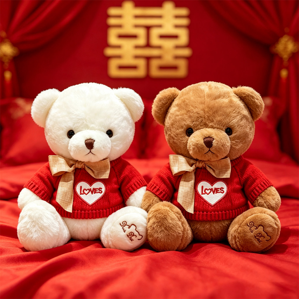 卡通毛绒泰迪熊玩偶闺蜜压床娃娃创意结婚礼物婚庆婚房布置装饰品