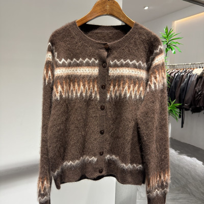 针织开衫毛衣女山羊绒羊毛