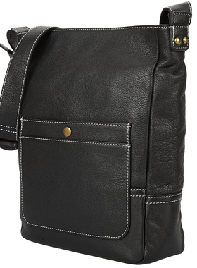 包邮R.king品仕男士真皮单肩斜挎包竖款休闲拉链头层牛皮柔软羊皮