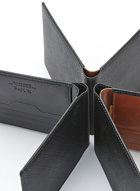 包邮R.king品仕超薄钱包男士复古头层牛皮短款撞色钱夹真皮皮夹子