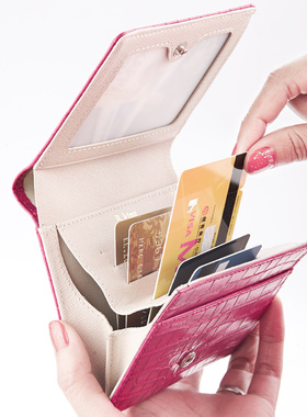 清货R.king品仕短款钱包女撞色驾驶证皮夹头层牛皮银包多卡位钱夹