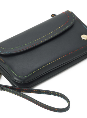 清货女腕带钥匙钱包搭扣多功能两层小钱包真皮拉链皮夹头层软牛皮