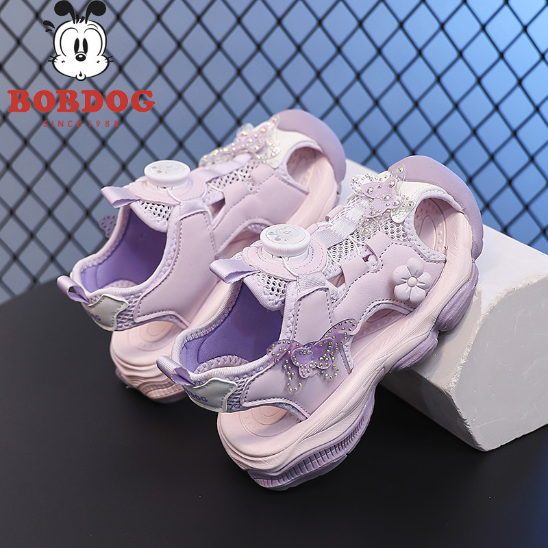 巴布豆女童包头凉鞋夏季新款防滑软底镂空公主鞋轻便运动沙滩鞋子