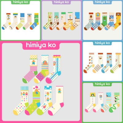 DAMAHOOV春夏泡泡罗口卡丝袜网纱透气中筒袜卡通插画可爱薄款女