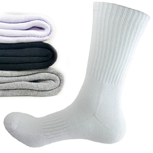 秋冬棉质保暖男士加厚长高筒毛巾底居家扎秋裤黑白色毛圈滑雪袜子