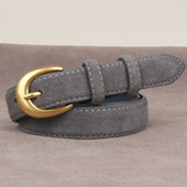 复古女士绒皮腰带2025新款 皮带女绒面皮磨砂 灰色真皮针扣百搭韩版