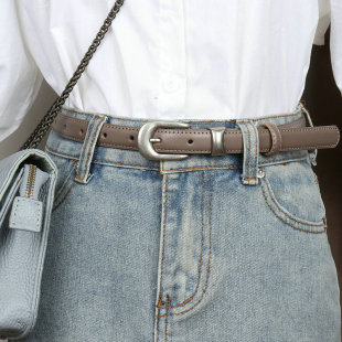 百搭复古针扣女士腰带设计感小众 夏季 银扣皮带女2025新款 配牛仔裤
