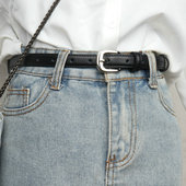 百搭通用真皮耐用腰带女配牛仔裤 窄版 软皮黑 皮带女学生款 2025新款