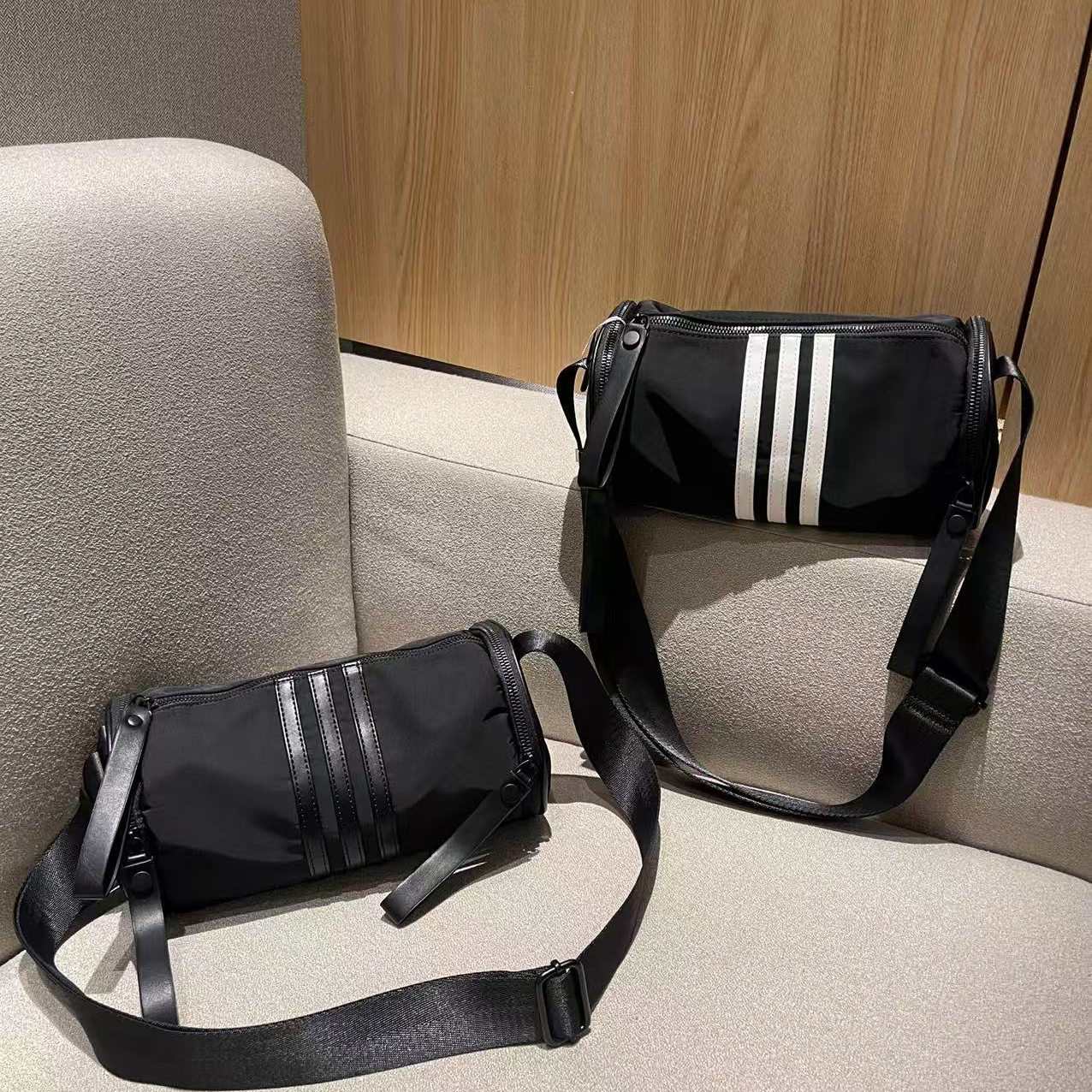 新款休闲质感斜挎包夏季大容量圆桶形单肩包牛津布时尚斜挎圆筒包