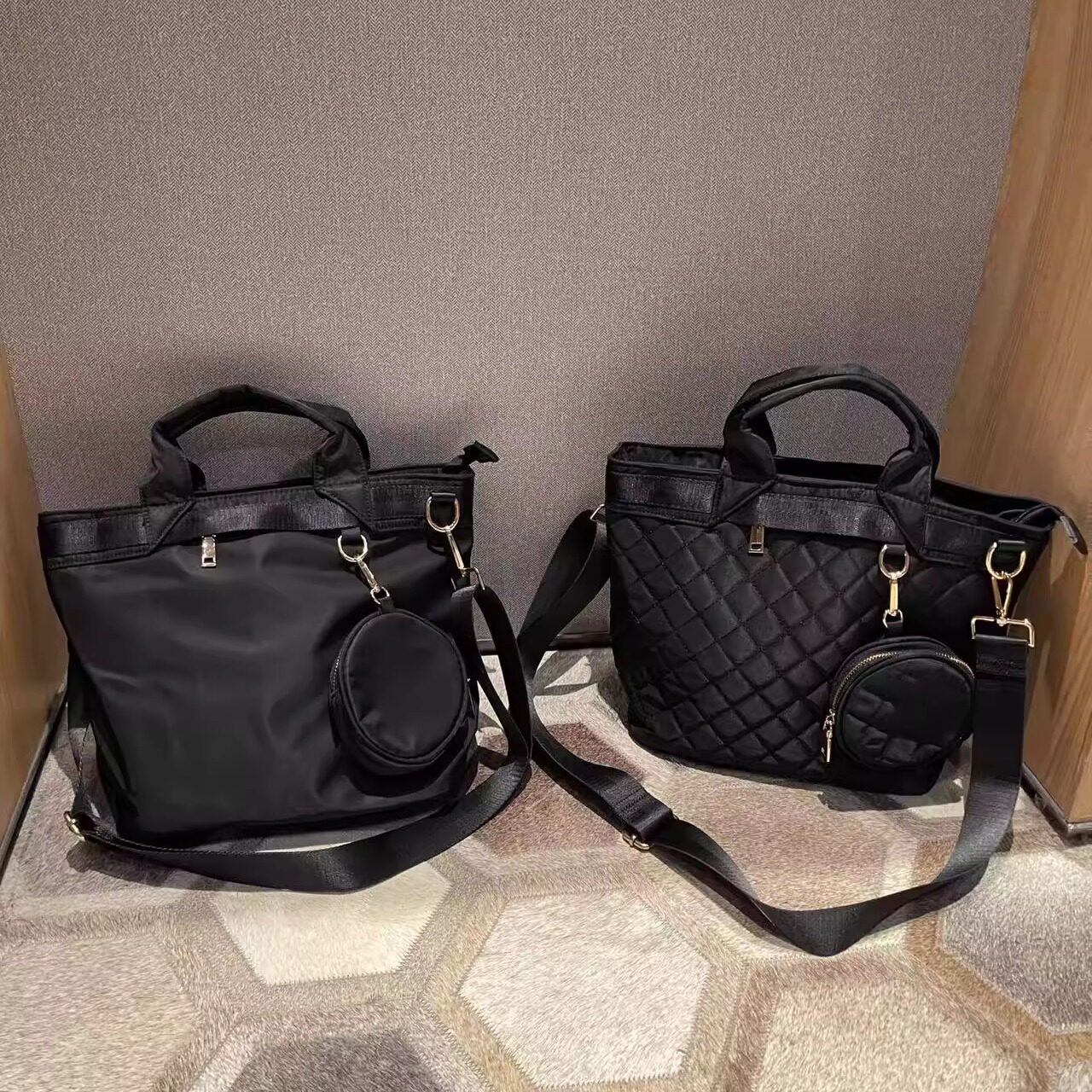 外贸简约手提袋新款大容量时尚托特包高质感尼龙布休闲斜跨单肩包,箱包皮具/热销女包/男包,托特包,淘宝优惠券,粉丝福利购,淘宝优惠卷