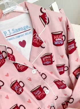 官网在售 美国PJS纯元秋冬软糯磨毛加厚情侣纯棉大码睡衣女家居服