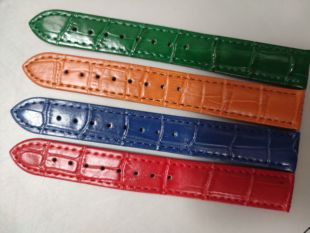 17mm真皮男女手表带包邮送工具蓝色绿色橙黄色红色针扣特价冲销量