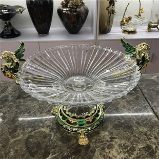 罗比罗丹商场品牌专卖珐琅彩聚财迎福果盘水晶玻璃果斗欧式客厅