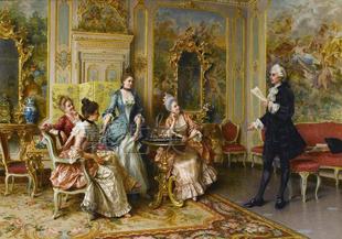 欧洲贵族宫廷人物喷绘油画客厅卧室装饰画油画布 厂家直销画芯