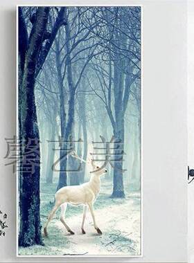 梦幻森林麋鹿喷绘走廊装饰画芯
