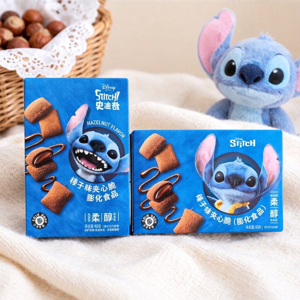滨崎史迪奇榛子味夹心脆40g*10盒小包装办公室追剧零食品解馋加班