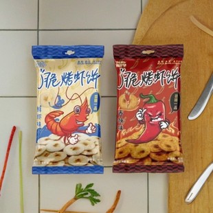 波路梦脆烤虾饼40g 袋国产零食品香辣鲜虾味脆虾片食品香脆煎饼 装