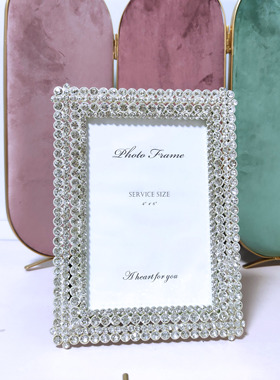 出口6寸7寸10寸水钻金属相框摆台金银结婚照婚照水晶欧式现代精致