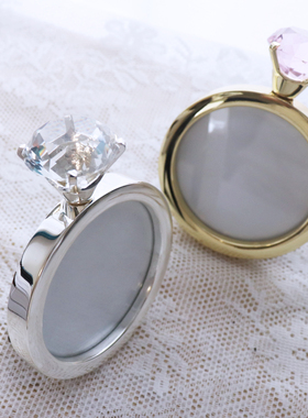 出口日本Ladonna3寸钻戒相框金色镜框金属摆件轻奢摆台情侣礼物