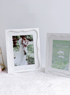出口日本6寸7寸白色金属相框简约现代轻奢高档长方形横竖摆台装饰