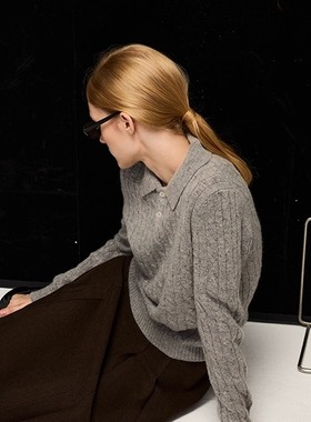 buy me a Friday 舒适柔软绵羊毛麻花polo小翻领针织衫