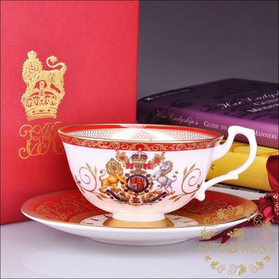 英国 Royal collection 瓷器 珐琅彩纪念收藏杯碟 礼盒