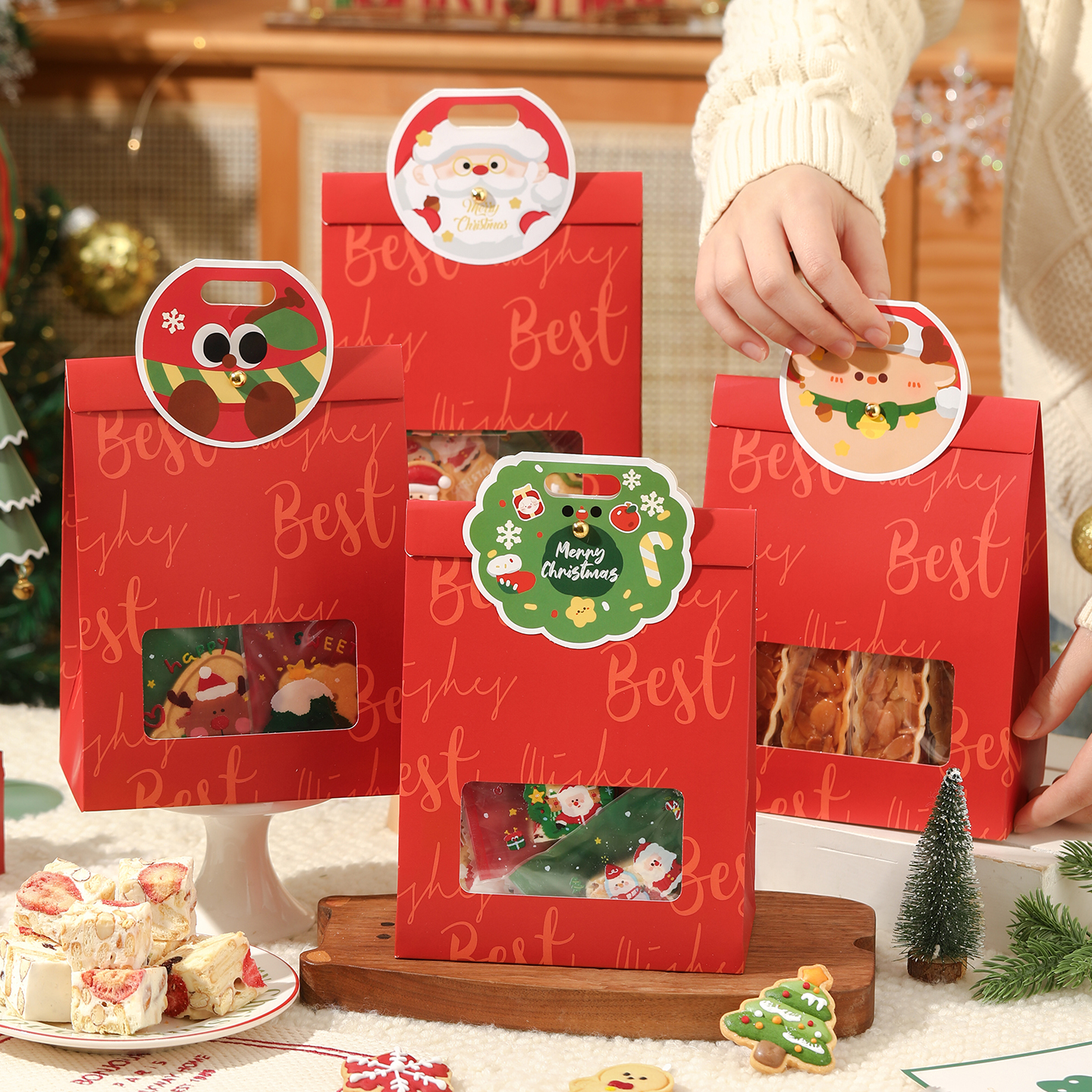 圣诞包装盒礼品袋烘焙打包礼盒子