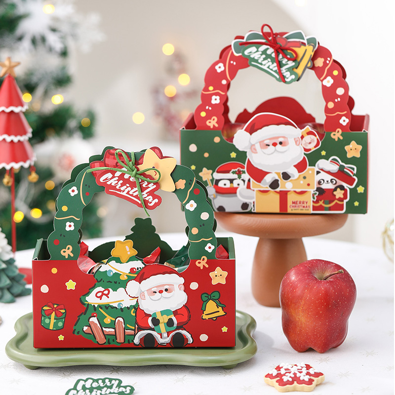 圣诞节包装盒雪花酥牛轧糖糕点心零食曲奇饼干袋苹果小礼物品盒子