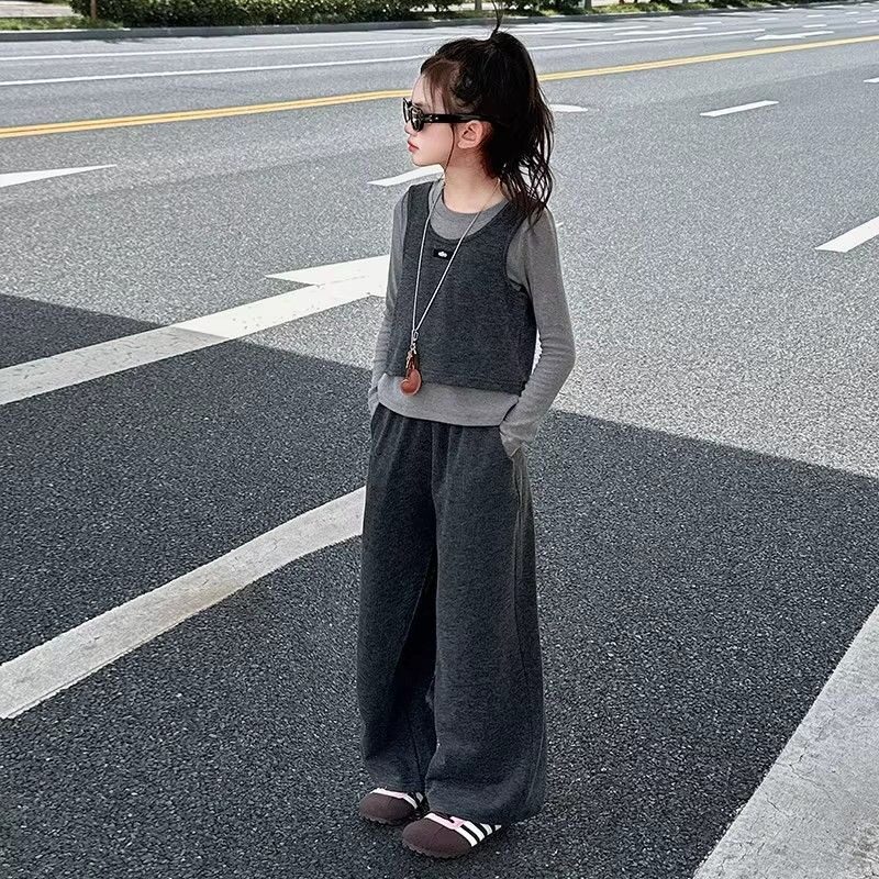 太平年鸟童装旗舰店乔克叔叔女童秋装套装潮酷穿搭大童女孩三件套
