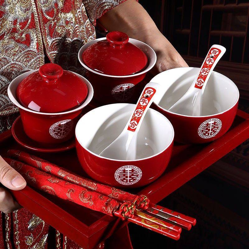 婚庆改口敬茶杯结婚喜杯子敬茶套装一整套婚礼红碗喜筷陶瓷敬茶碗,节庆用品/礼品,陪嫁用品套装,淘宝优惠券,粉丝福利购,淘宝优惠卷