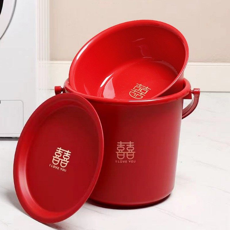结婚带盖喜桶家用塑料桶水桶婚礼女方陪嫁子孙桶手提红桶乔迁红桶,节庆用品/礼品,陪嫁用品套装,淘宝优惠券,粉丝福利购,淘宝优惠卷