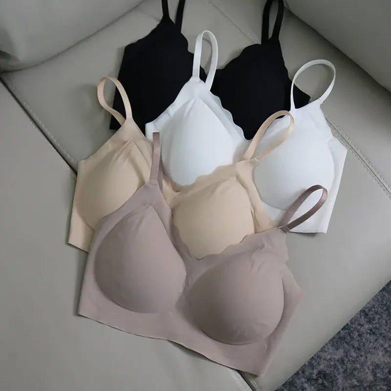 唐格 轻薄款真丝贴合背心式文胸 无痕软支撑无钢圈美背内衣