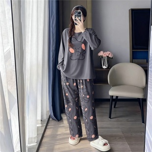 带胸垫睡衣女春秋季纯棉宽松长袖全棉女士家居服套装休闲款可外穿