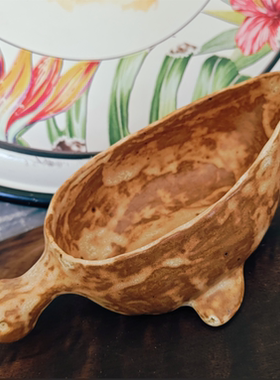 手作陶瓷莫奈油画风鸭子造型收纳碗首饰盘孤品