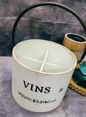 法式复古做旧白色多宝格木质提篮花桶花器收纳桶孤品