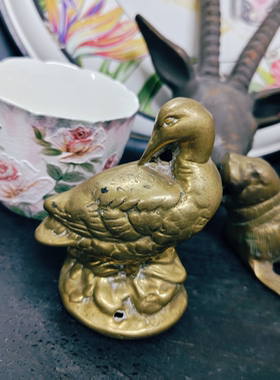 中古黄铜鸟造型装饰摆件孤品