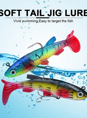 路亚包铅鱼7.5cm 13.5g铅头软饵路亚饵海鲈船钓仿生假饵T尾软鱼饵