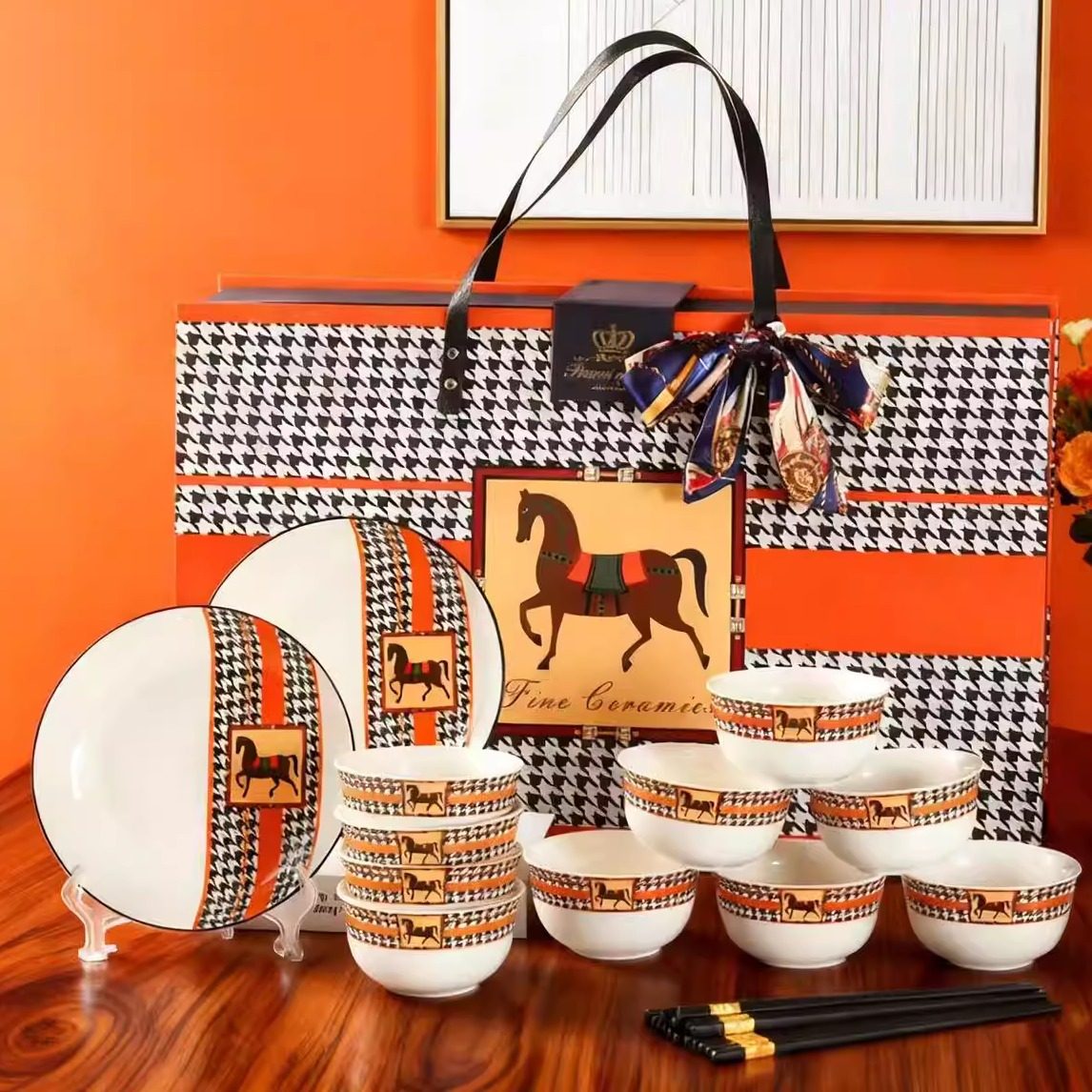陶瓷餐具套装礼盒装高级质感家用礼盒套装马家居装饰家居用品橙色,餐饮具,餐具瓷器套装,淘宝优惠券,粉丝福利购,淘宝优惠卷