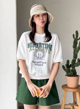 My girl夏季新款韩国代购流行时尚百搭简单休闲风短袖套头卫衣