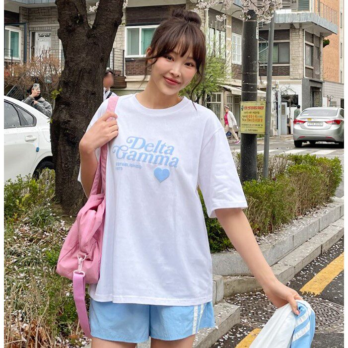 My girl春夏季新款韩国代购简约流行时尚百搭字母爱心短袖圆领T恤