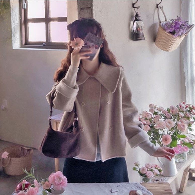 冬季新款韩国代购流行时尚舒适简单百搭甜美淑女气质简单毛昵外套