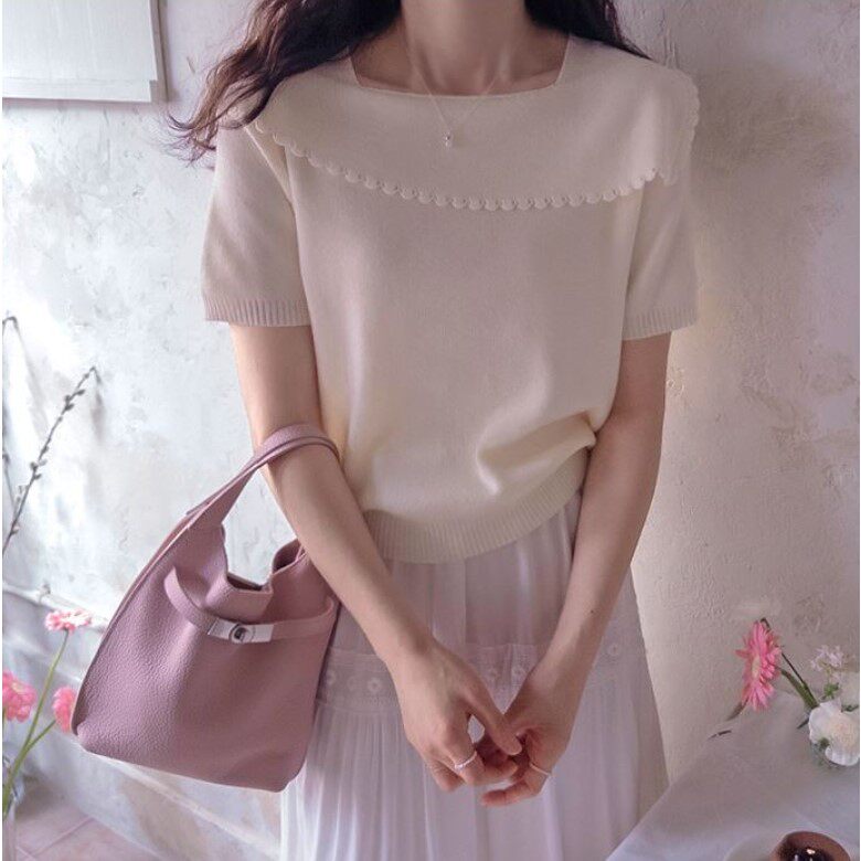 My girl春夏季新款韩国代购淑女气质简约流行时尚百搭套头针织衫