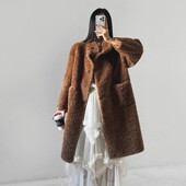 保暖毛昵中长款 冬季 显瘦外套 潮流时尚 舒适百搭时尚 新款 韩国代购