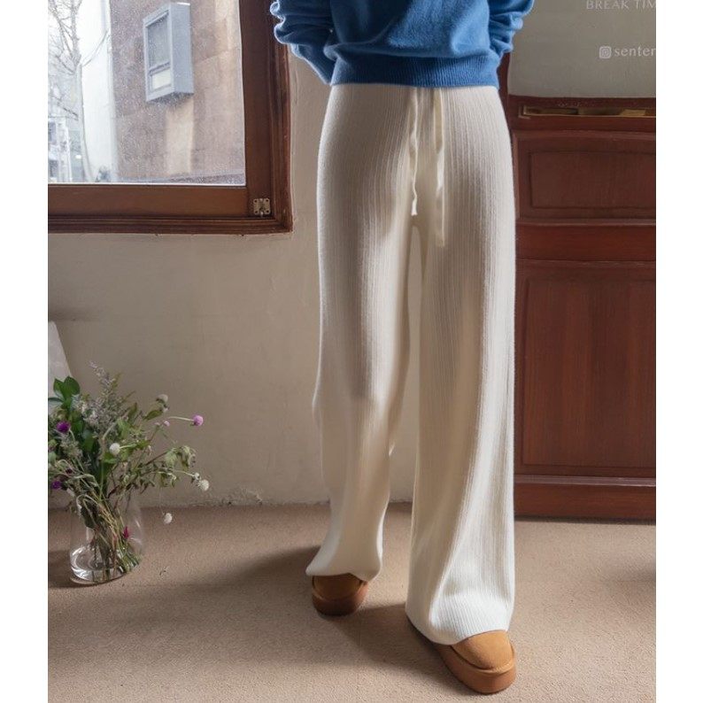 My girl冬季新款韩国代购流行时尚简单百搭甜美淑女气质系带长裤