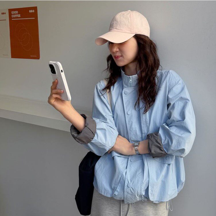 My girl春季新款韩国代购休闲风流行百搭纯色舒适宽松简单外套