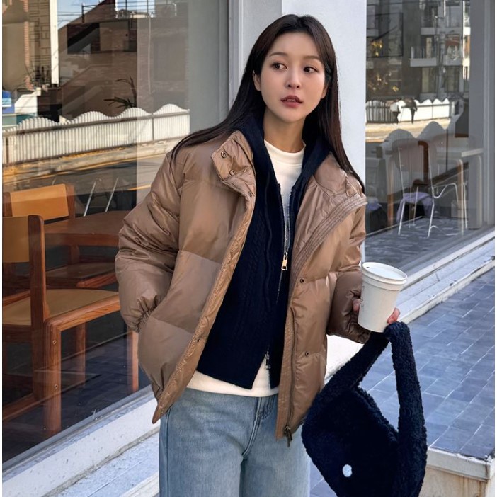秋冬新款韩国代购简约流行百搭舒适纯色舒适实用时尚保暖羽绒服