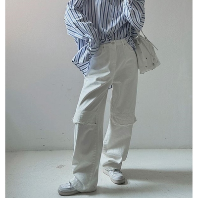 秋季新款韩国代购lagirl潮流休闲风简单百搭舒适帅气纯色直筒长裤