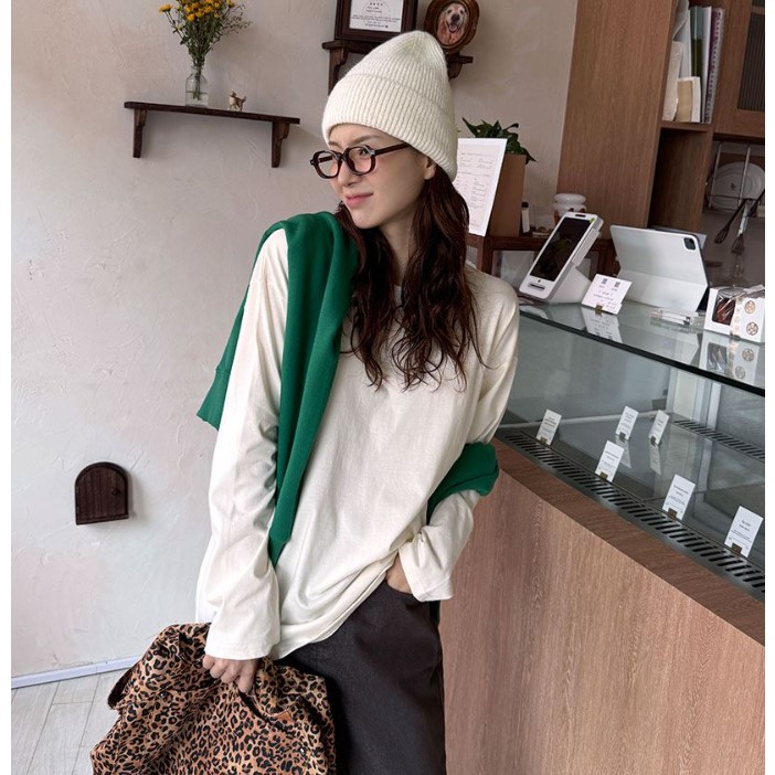 My girl秋季新款韩国代购百搭流行舒适简单实用百搭纯色长袖T恤