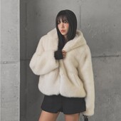 girl冬季 新款 韩国代购 流行百搭舒适连帽时尚 保暖毛绒短外套